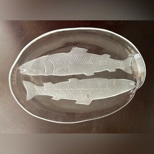 COPY - 1 Vintage Kosta Boda Swedish Art glass serving plate. Salmon design.